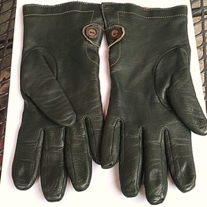Leather gloves, olive green